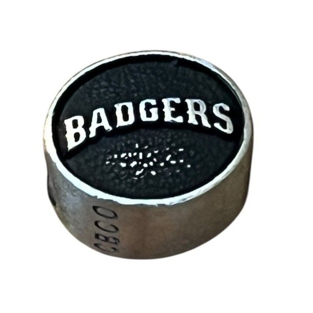 University of Wisconsin Badgers Bead Charm Sterling Silver Black  W 925 CBCO